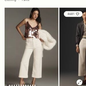 NWT Maeve  Colette Cream Corduroy cropped wide leg high waist Pants 28 $138